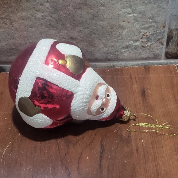 Vintage Blown Glass Roly Poly Santa Claus Ornament - Picture 7 of 9